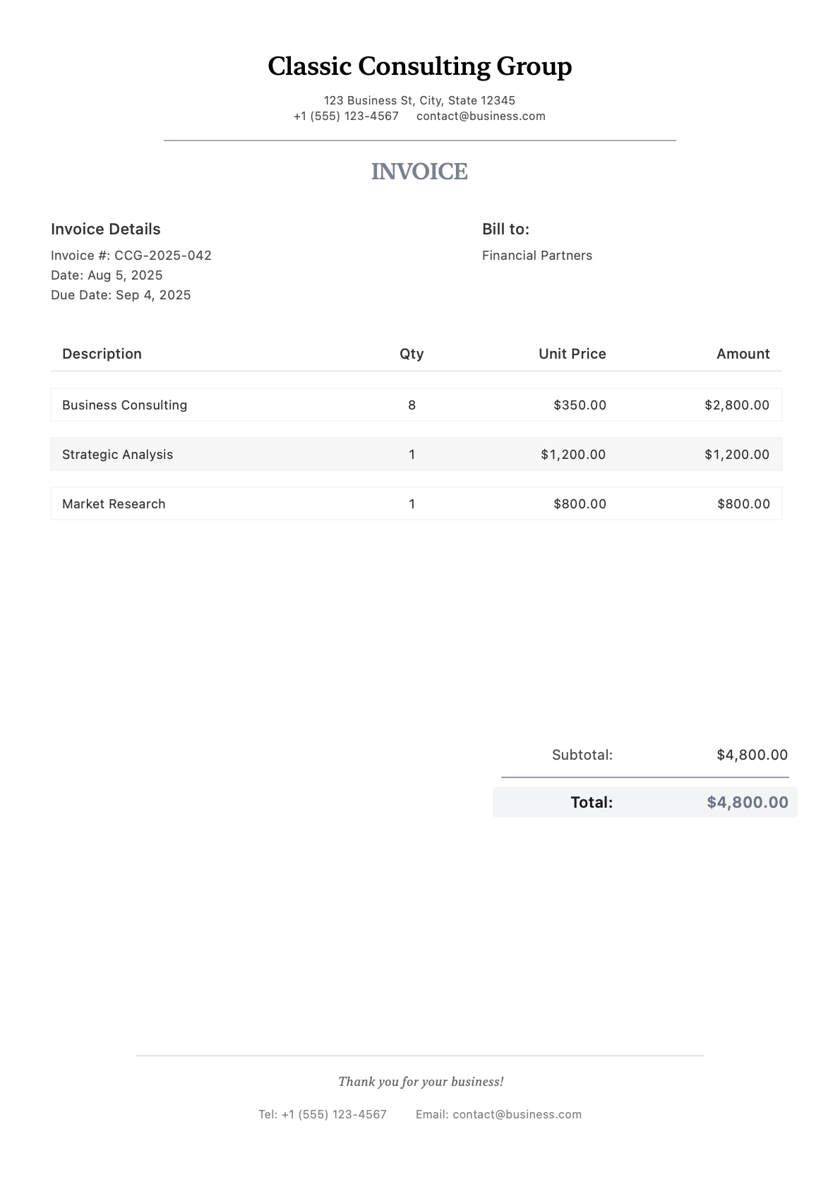 Classic Business template preview