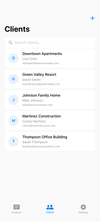 Manage clients and track invoice history