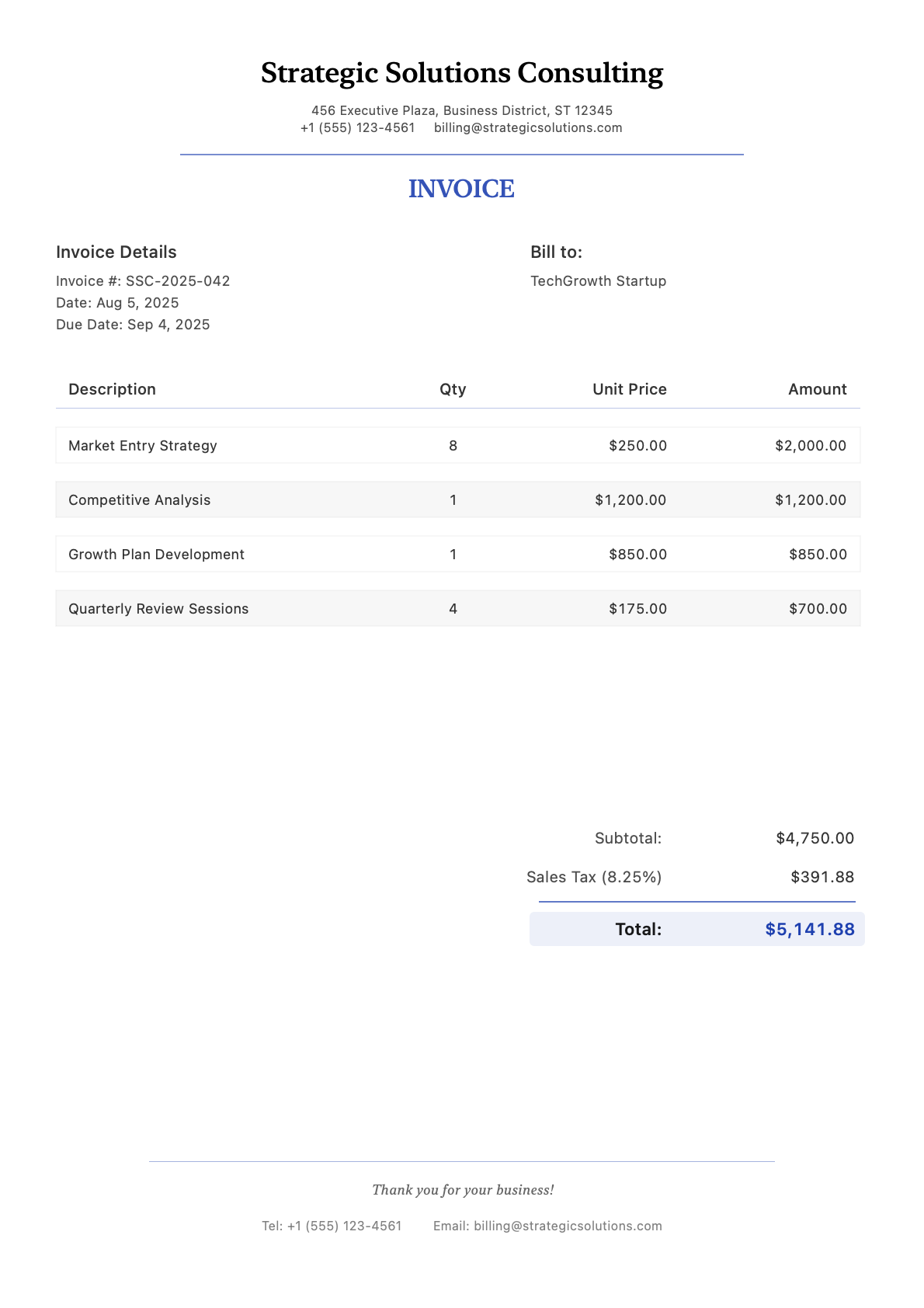 Sample consulting Invoice