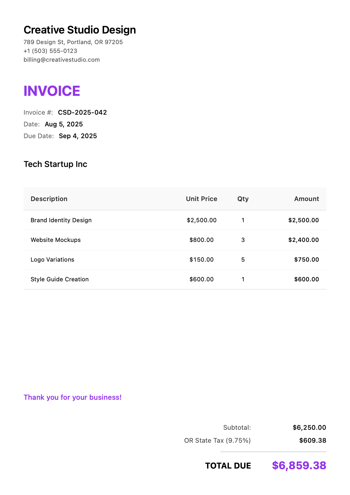 Sample Graphic Designers Invoice